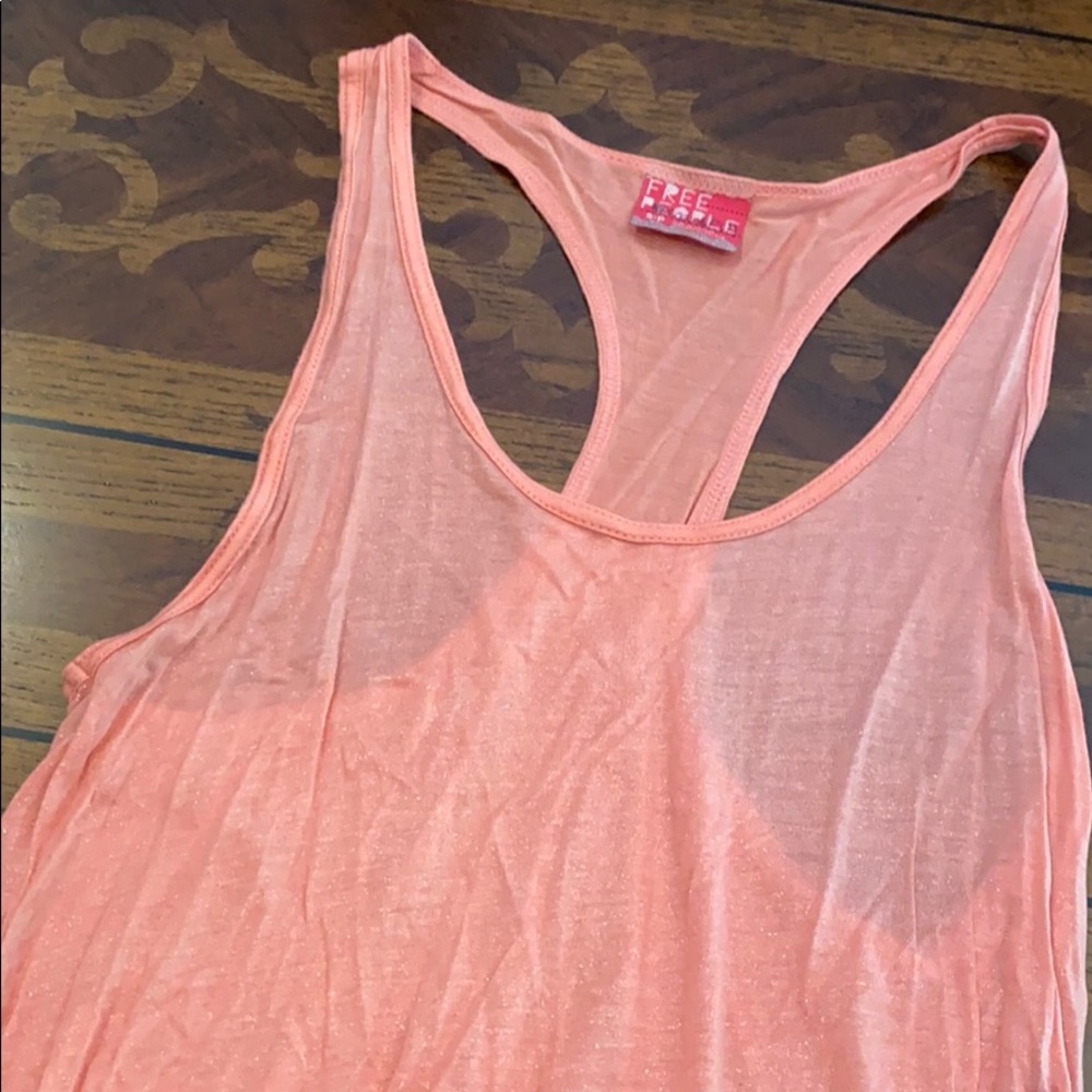 Free people shimmery coral tank top